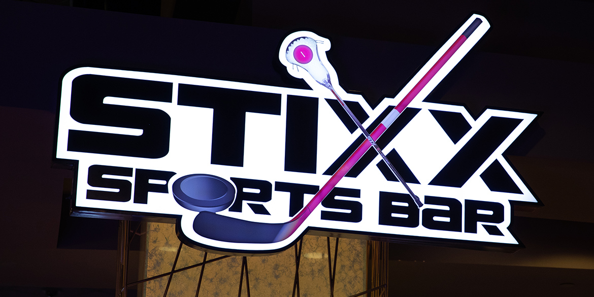 Photo of Stixx Sports Bar Sign at Seneca Buffalo Creek Casino