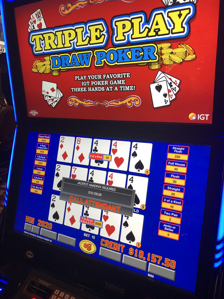 $10,100 on Triple Play Draw Poker on October 15