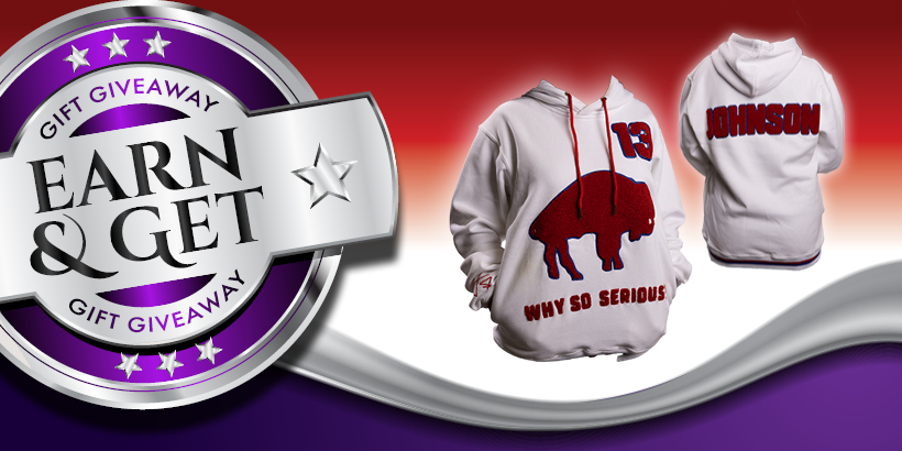 Earn & Get: Stevie Johnson Hoodie at Seneca Buffalo Creek